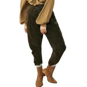 Free People Margate Corduroy Paperbag Waist Pants Baggy Straight Leg Trouser